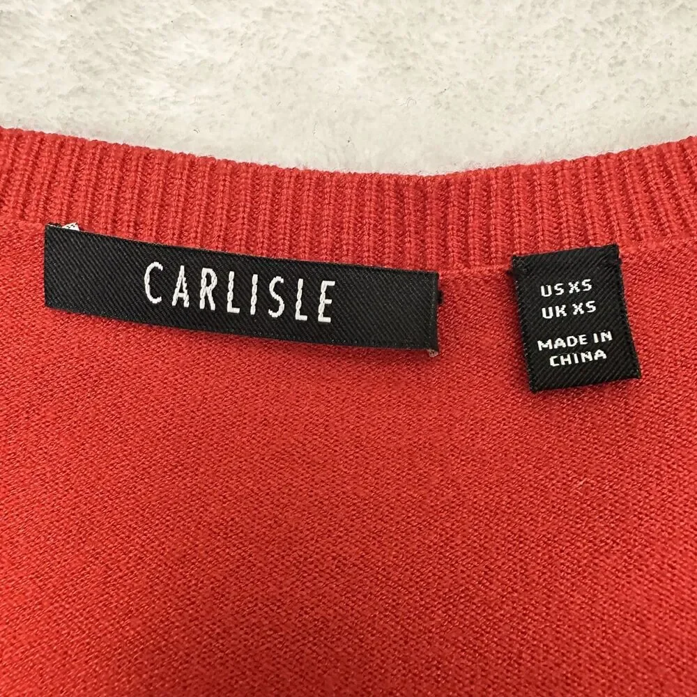 Etcetera Women's Red Crewneck Dome Buttons Cardigan Sweater Sz XS